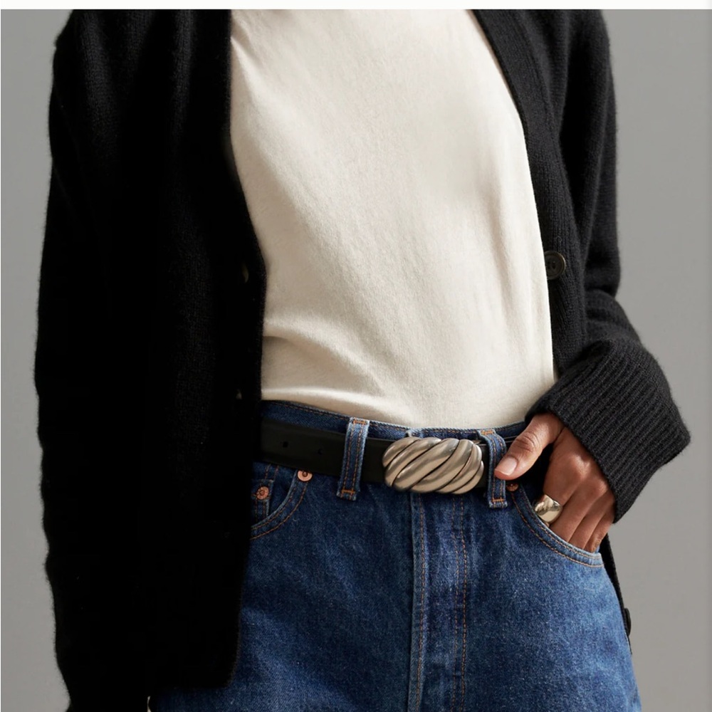 Jenni Kayne Leather Jules Belt - Black/Silver - Size XS